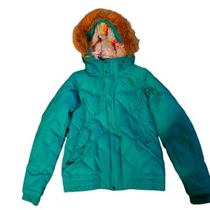 The North Face Women’s Medium Teal Blue 550 Goose Down  Puffer Jacket
